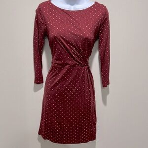 Ann Taylor LOFT Diamond Print 3/4 Length Sleeve Ruched Dress